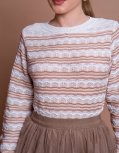 Blusa Loise - Branco com Bege Novo