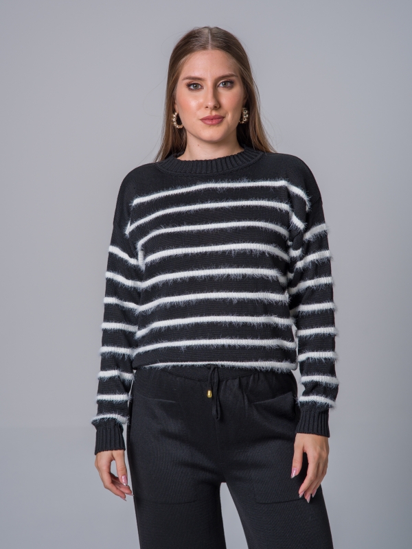 Blusa Ayana - Preto com Branco